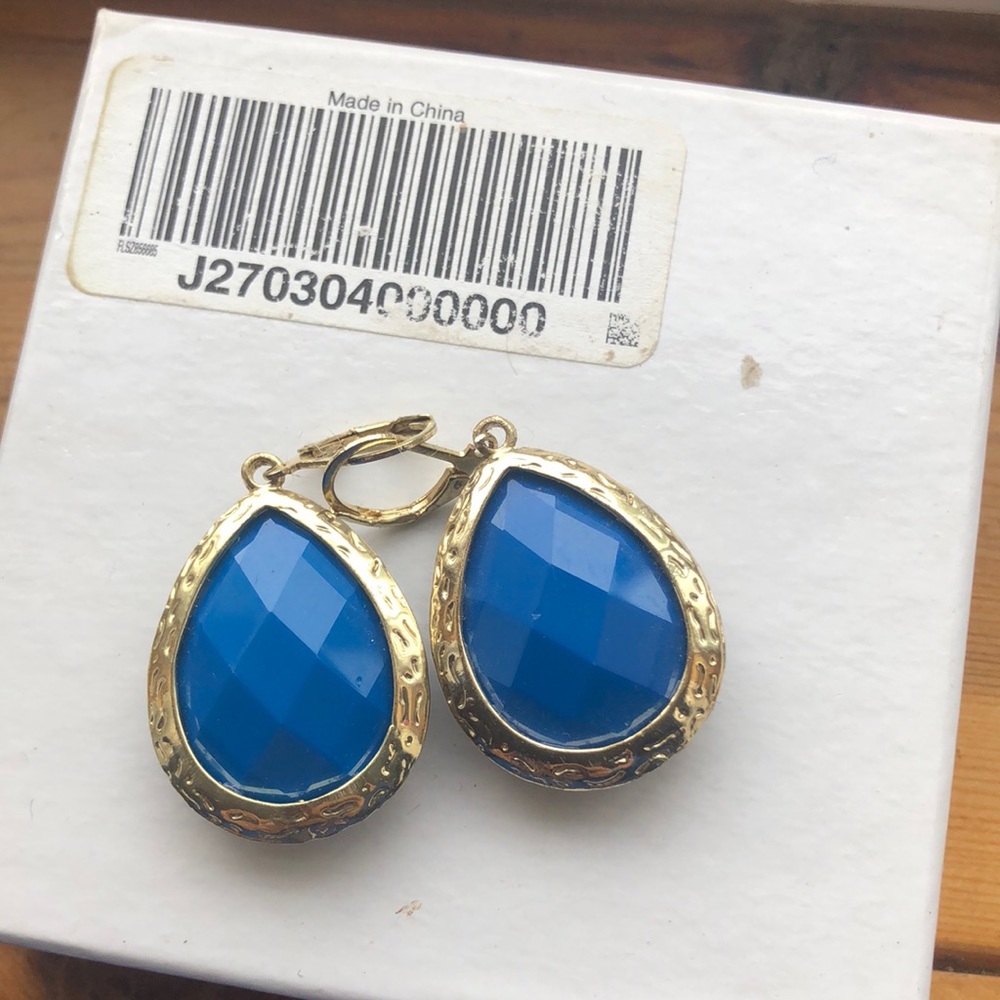 Royal blue earrings with gold trim